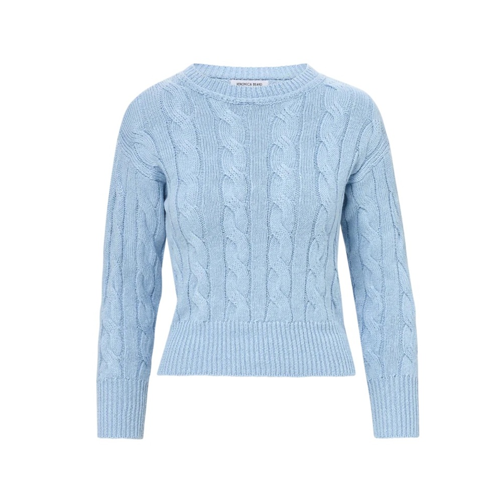 NWT Veronica Beard Eleanor Sky Blue Cable Knit Sweater - Picture 3 of 3